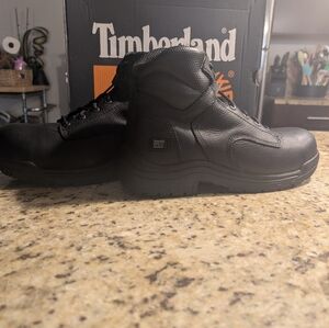 Timberland Men's Black Leather Work  Boots New In Box . Sz 12